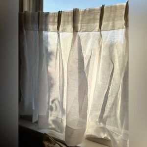 Pinch pleat linen cafe curtain 56” W x 24” L, White